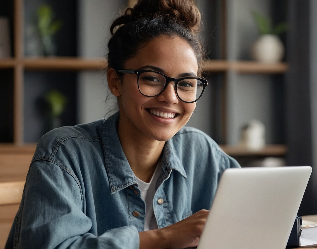 a picture of a female student taking an online lesson